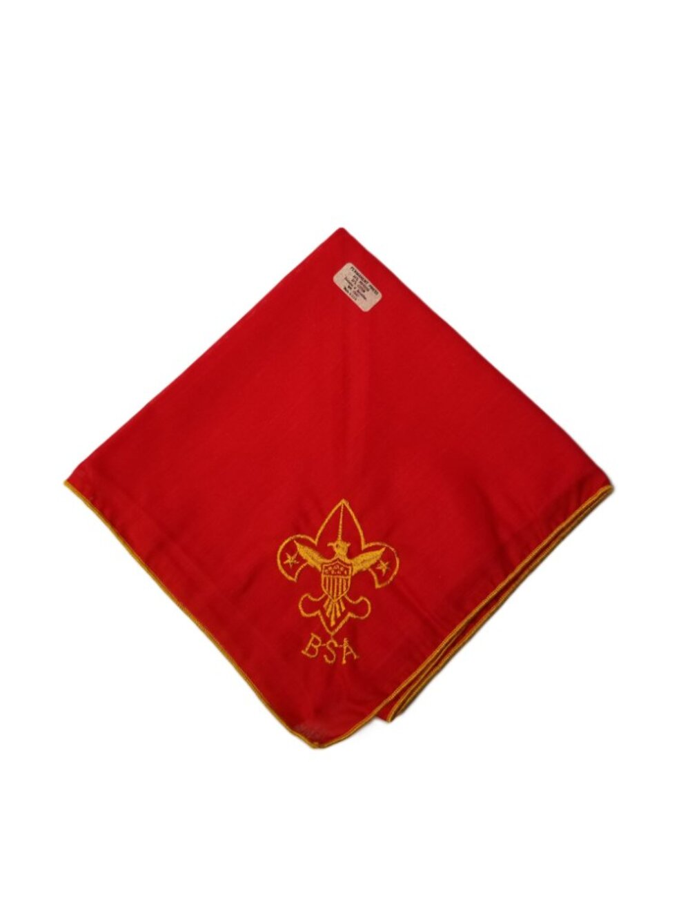 BSA Boy Scouts Red Neckerchief Gold Embroidered Logo Made USA Uniform Scarf